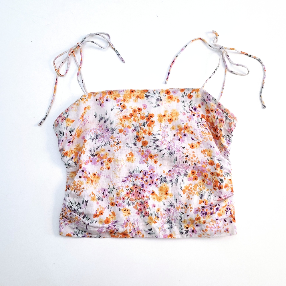 100% Linen Floral Print Top